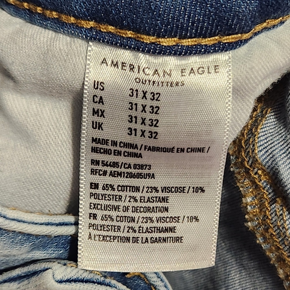 American Eagle Skinny Jeans Mens 31x32 Light Wash Distressed Next‎ Level Flex - Picture 6 of 13